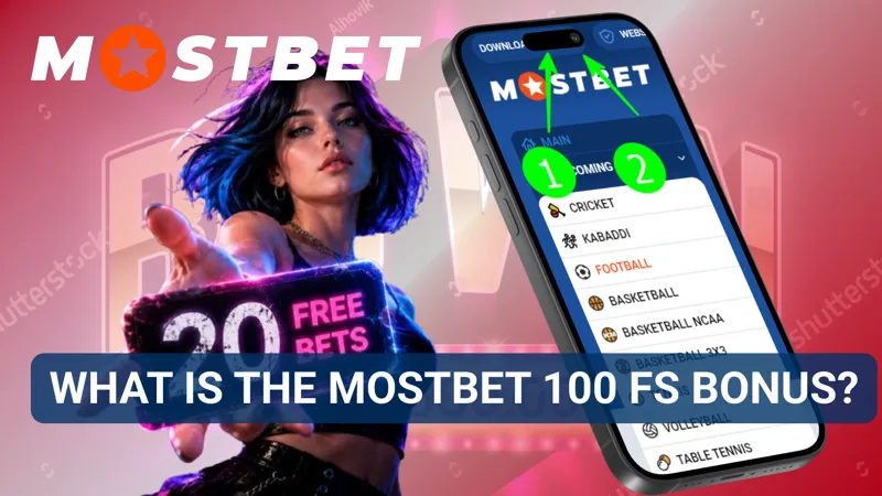 A curious newcomer examines a promotional banner featuring 100 free spins on the MostBet platform.