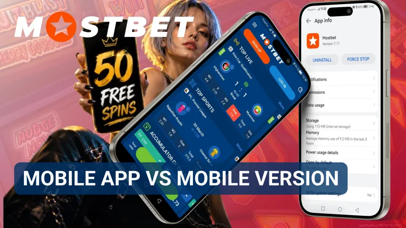 Side-by-side comparison of the MostBet mobile app and browser version.
