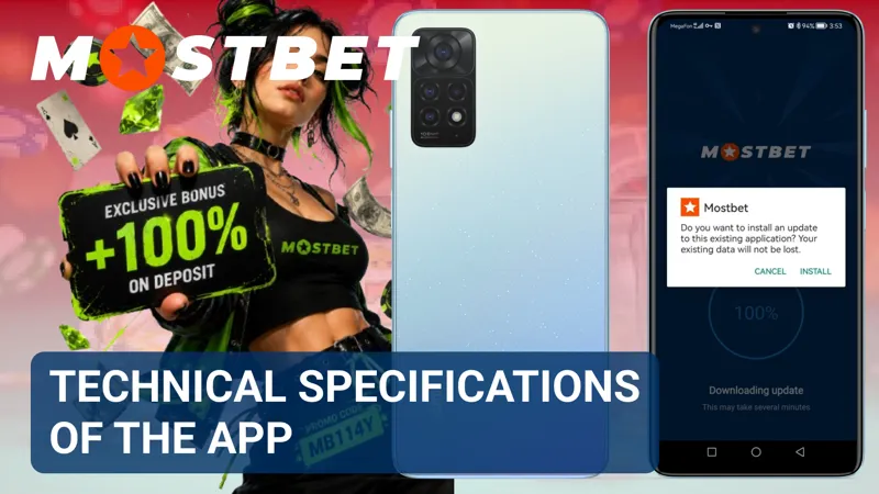 App settings page showing system requirements for the MostBet iOS application.