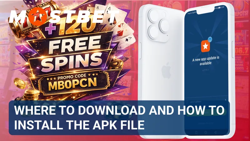 APK installation page with download instructions for the MostBet Android app.