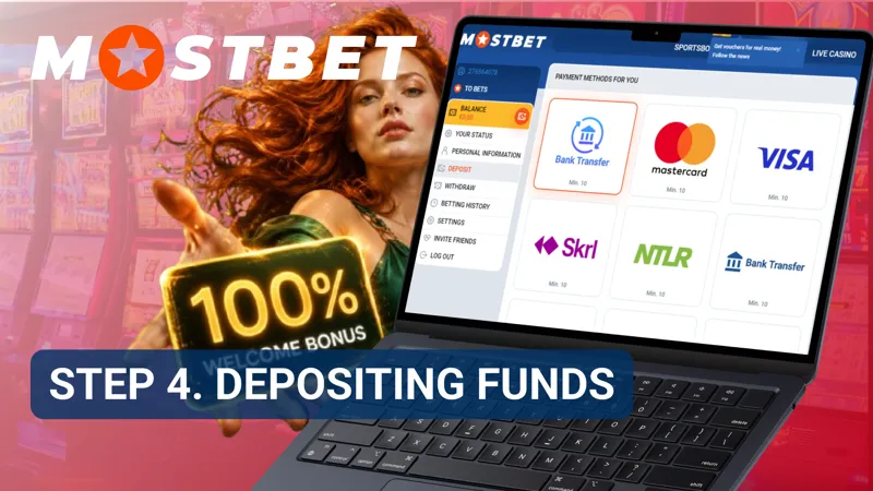 Deposit page showing available payment methods for adding funds to MostBet.
