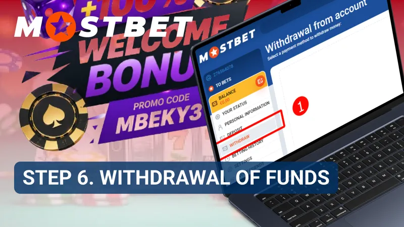 Withdrawal section displaying payout methods and transaction details on MostBet.