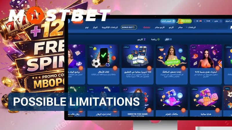 Information panel outlining platform restrictions and usage conditions on MostBet.