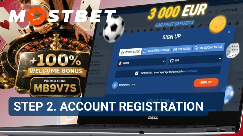 Registration form displayed for creating a new MostBet casino account.