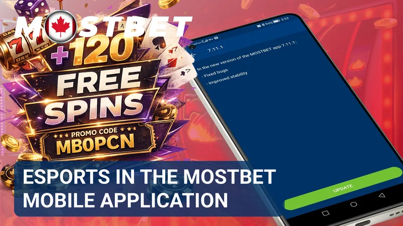 Mobile screen displaying esports competitions, betting markets, and match statistics in the MostBet app.