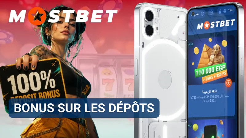 Bonus de bienvenue sur dépôt offert aux nouveaux titulaires de compte Mostbet.