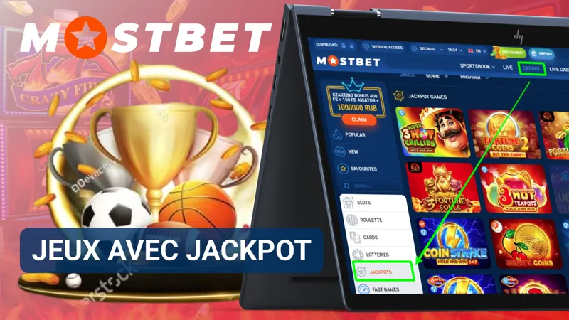 Collection de jeux à jackpot avec des cagnottes importantes au casino Mostbet.