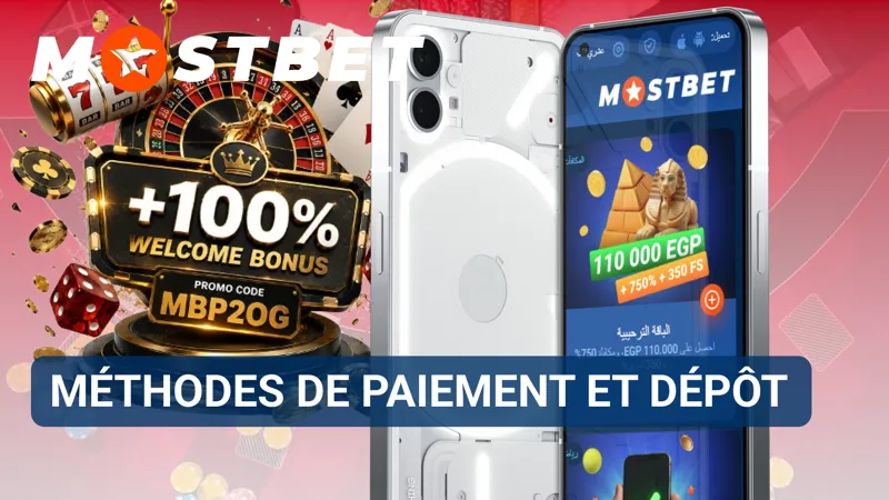Joueur choisissant une option de paiement pour déposer des dollars canadiens sur un compte Mostbet.