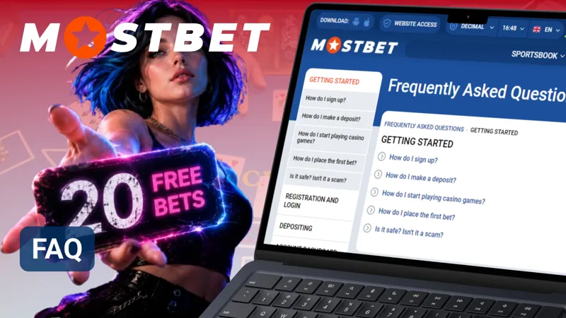 Frequently asked questions section covering common topics on Mostbet.