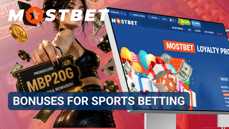 Sports betting bonus offers highlighted in the promotions section of Mostbet.