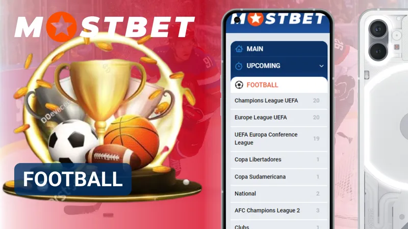 Football betting markets featuring matches, odds, and tournament options on Mostbet.
