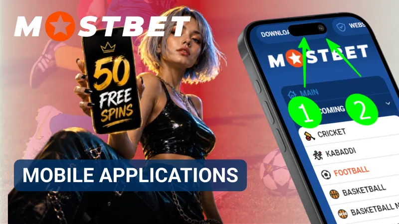 Mobile interface of Mostbet opened on a smartphone for betting and casino access.