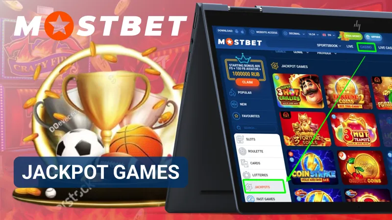 Collection of jackpot games with large prize pools in the Mostbet casino.