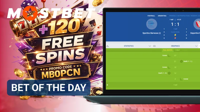 Featured betting picks shown for prematch and live events on MostBet.