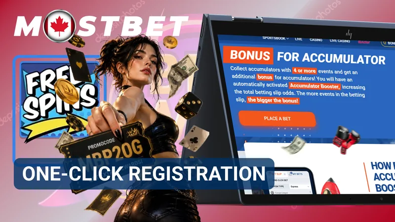 One-click registration window displaying automatically generated account credentials and basic sign-up settings.