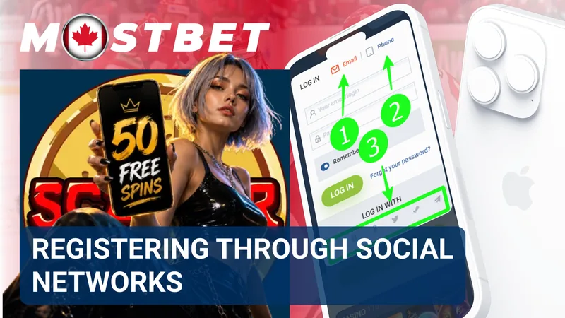 Social network icons shown among the available authorization options on the MostBet registration screen.