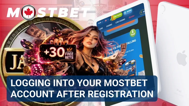 Login panel showing credential fields and an access button for an existing MostBet account.